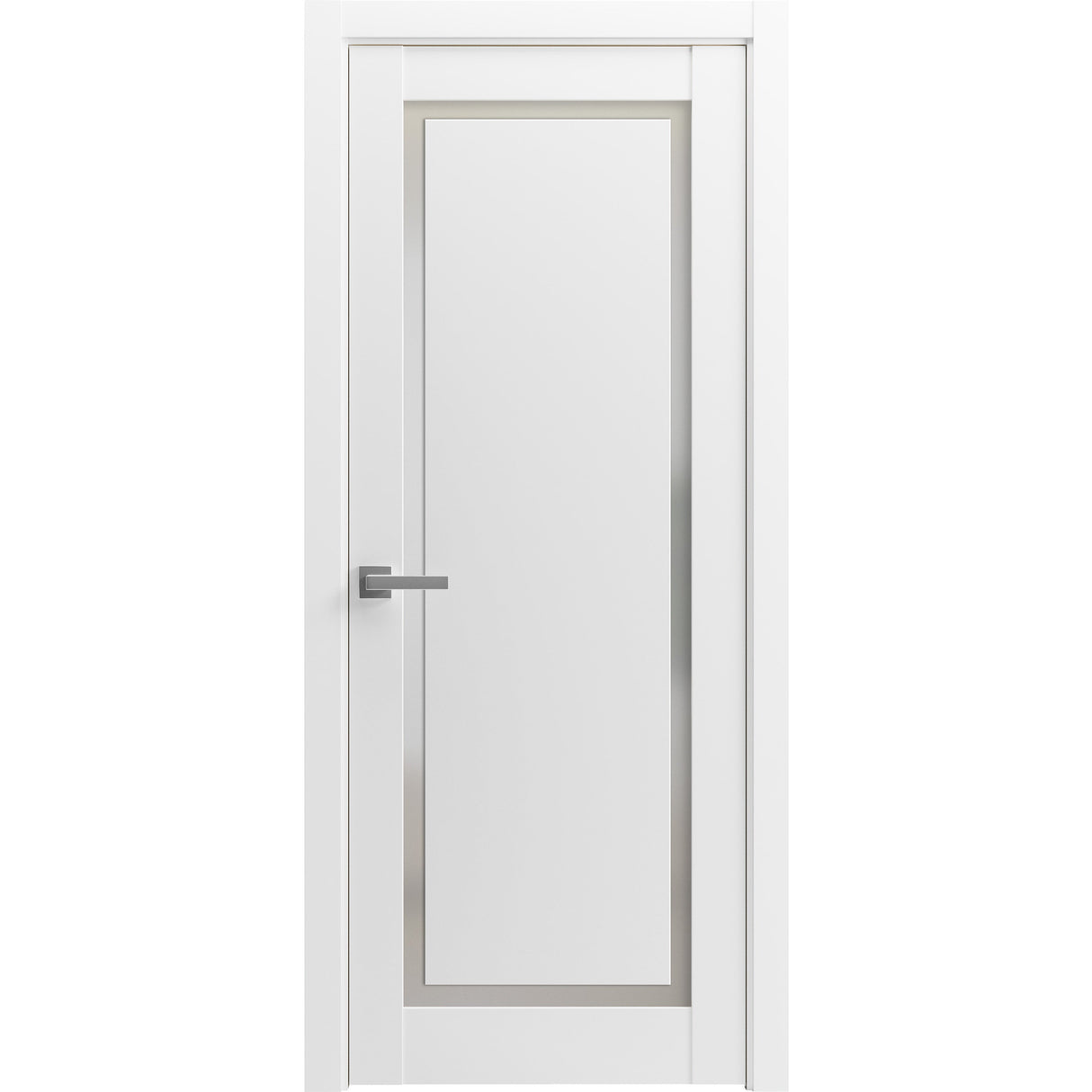 Modern Wood Interior Door with Hardware | Planum 0888 White Silk | Single Panel Frame Trims | Bathroom Bedroom Sturdy Doors