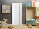 Modern Solid Interior Door with Handle | Planum 0017 White Silk | Single Regural Panel Frame Trims | Bathroom Bedroom Sturdy Doors