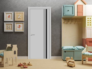 Modern Wood Interior Door with Hardware | Planum 0011 Matte Grey | Single Panel Frame Trims | Bathroom Bedroom Sturdy Doors