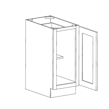 09 Inch Wide Kitchen Cabinet - Full Height Single Door - Luxor White Shaker - Ready To Assemble, 9"W x 34.5"H x 24"D - BUILDMYPLACE