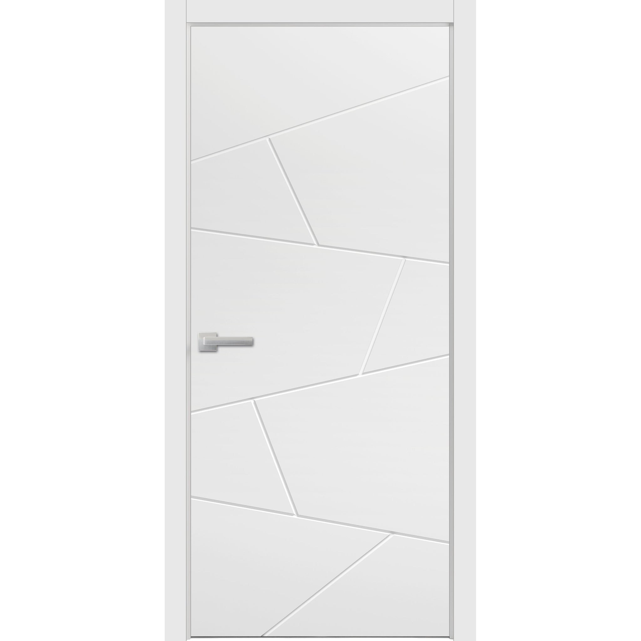 Modern Wood Interior Door with Hardware | Planum 0990 White Silk | Single Panel Frame Trims | Bathroom Bedroom Sturdy Doors