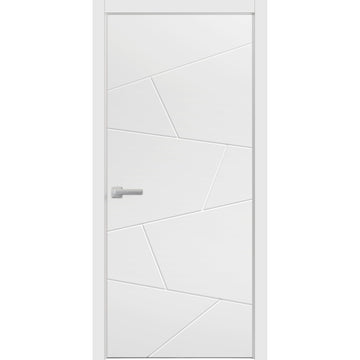 Modern Wood Interior Door with Hardware | Planum 0990 White Silk | Single Panel Frame Trims | Bathroom Bedroom Sturdy Doors