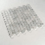 1 in. Hexagon Bianco Carrara White Polished Marble Mosaic - BUILDMYPLACE