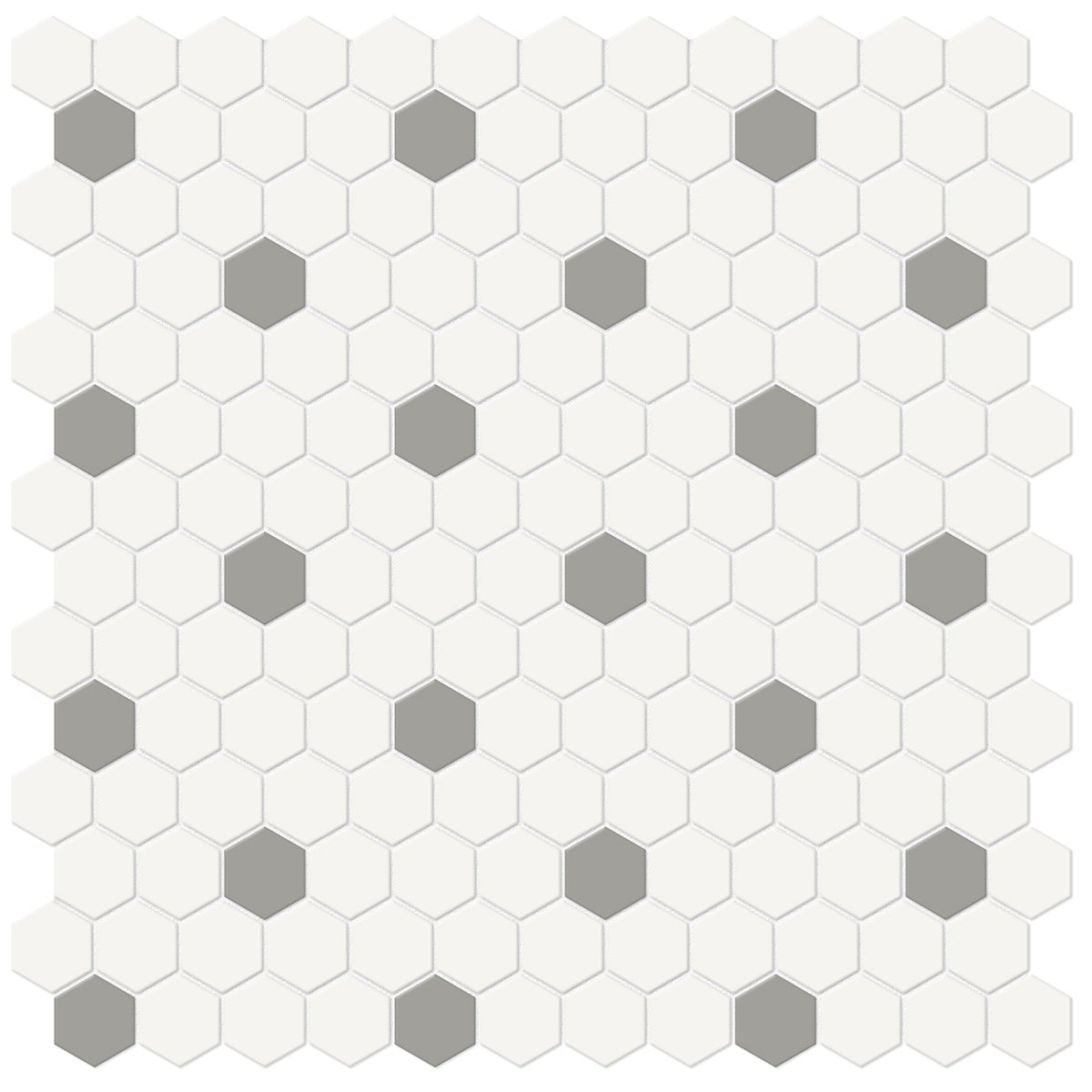 1 In Hexagon Canvas White W/ Insert Soho Cement Chic Matte Glazed Porcelain Mosaic - BUILDMYPLACE