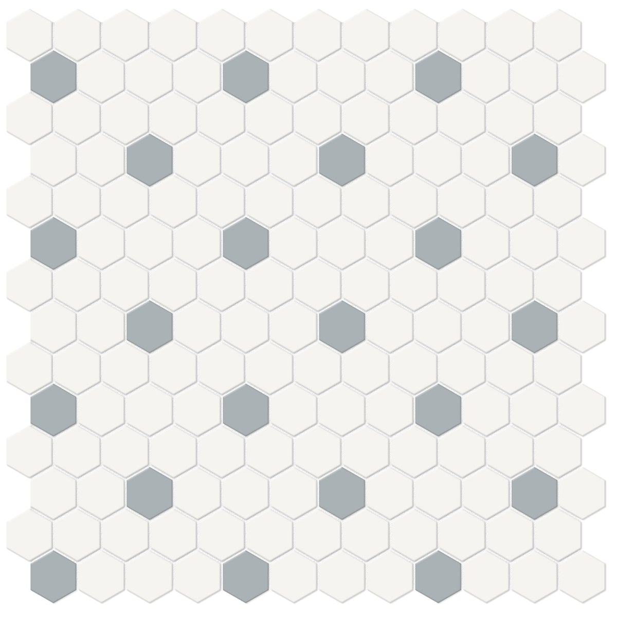 1 In Hexagon Canvas White W/ Insert Soho Cloud Blue Matte Glazed Porcelain Mosaic - BUILDMYPLACE