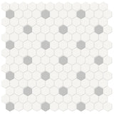 1 In Hexagon Canvas White W/ Insert Soho Loft Grey Matte Glazed Porcelain Mosaic - BUILDMYPLACE