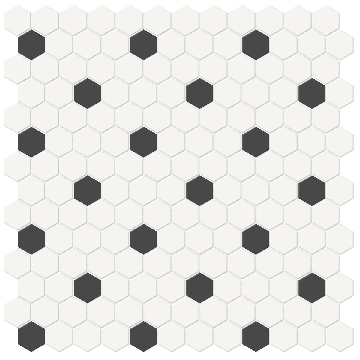 1 In Hexagon Canvas White W/ Insert Soho Retro Black Matte Glazed Porcelain Mosaic - BUILDMYPLACE