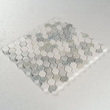 1 in. Hexagon Celeste Bianco Carrara and Thassos White/blue Polished Marble Mosaic Tile - BUILDMYPLACE