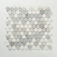 1 in. Hexagon Celeste Bianco Carrara and Thassos White/blue Polished Marble Mosaic Tile - BUILDMYPLACE