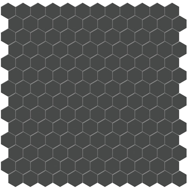 1 In Hexagon Soho Retro Black Matte Glazed Porcelain Mosaic - BUILDMYPLACE