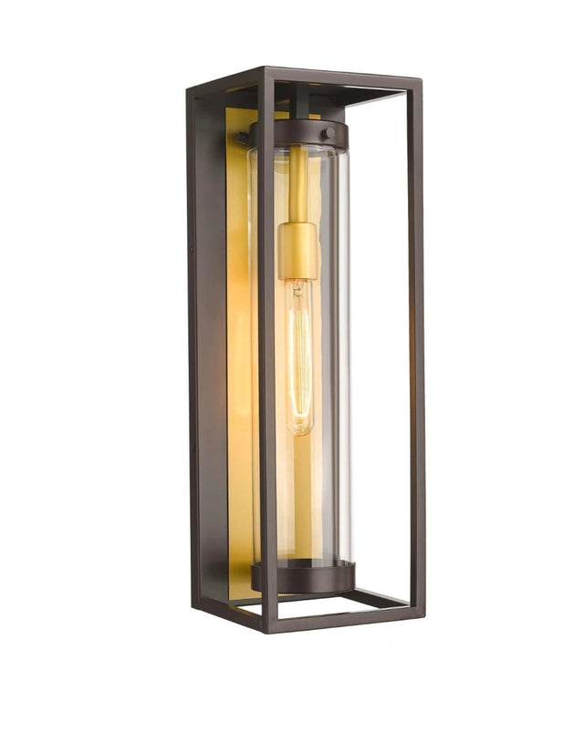 1 - Light, 21 - Inch Bronze Outdoor Rectangular Wall Light, E26 Socket 1X60W, Clear Glass, 21" H x 7" W, Extends 6" from the wall - BUILDMYPLACE