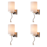 1 - Light, Acrylic Shade Indoor Wall Sconce Light with 1 Switch, 1usb & 1outlet, Brushed Nickel Finish, Bedside Wall Lights w/ 1W LED Reading Lamp, for Bedroom Living Room Hotels - BUILDMYPLACE