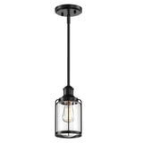 1 - Light Birdcage Shape Pendant Light, Matte Black Finish, Clear Glass Shade, E26 Base, UL Listed - BUILDMYPLACE