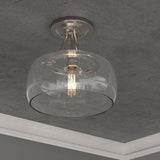 1 - Light Clear Glass Semi Flush Mount Light, Brushed Nickel Ceiling Light, E26 Base, UL Listed for Damp Location, 3 Years Warranty - BUILDMYPLACE