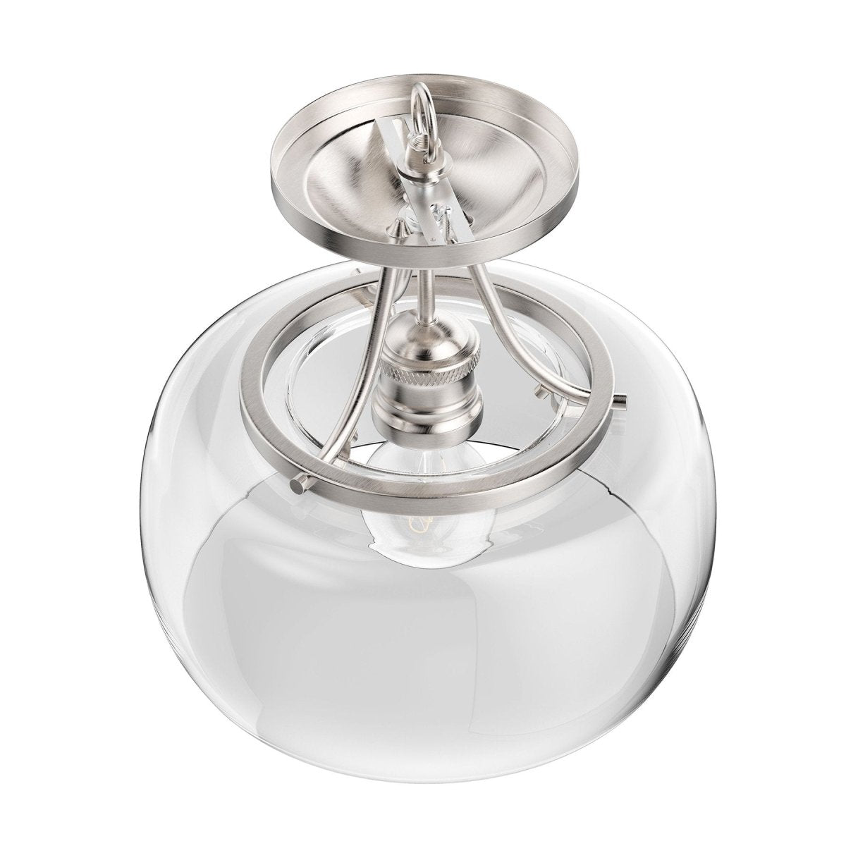 1 - Light Clear Glass Semi Flush Mount Light, Brushed Nickel Ceiling Light, E26 Base, UL Listed for Damp Location, 3 Years Warranty - BUILDMYPLACE