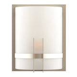 1 - Light, Decorative ARC Wall Sconce Fixture, Brushed Nickel Finish with White glass shade, Dim: 9" W x 12"H x 5"E, Hallway Light Fixtures - BUILDMYPLACE