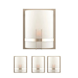 1 - Light, Decorative ARC Wall Sconce Fixture, Brushed Nickel Finish with White glass shade, Dim: 9" W x 12"H x 5"E, Hallway Light Fixtures - BUILDMYPLACE