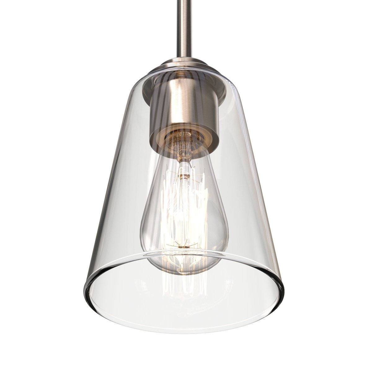 1 - Light Flared Shape Pendant Lighting Fixture with Clear Glass Shade, E26 Base, UL Listed for Damp Location - BUILDMYPLACE