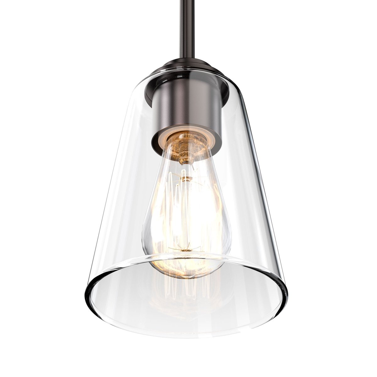 1 - Light Flared Shape Pendant Lighting Fixture with Clear Glass Shade, E26 Base, UL Listed for Damp Location - BUILDMYPLACE