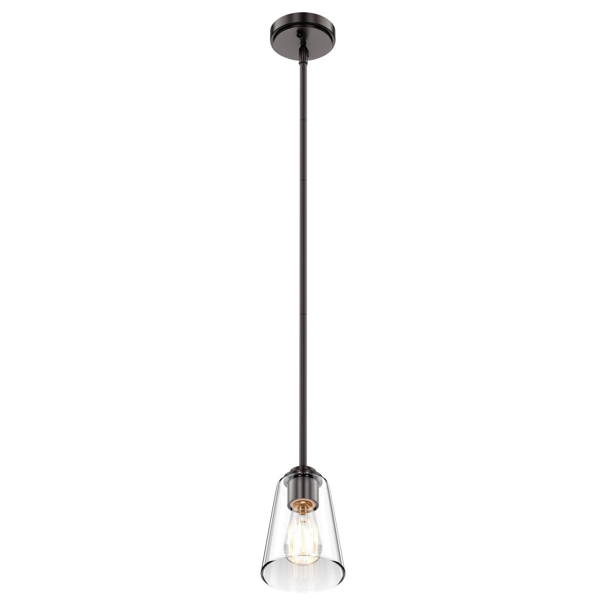 1 - Light Flared Shape Pendant Lighting Fixture with Clear Glass Shade, E26 Base, UL Listed for Damp Location - BUILDMYPLACE