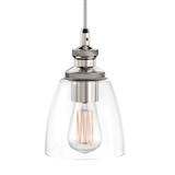 1 - Light Island Pendant Light, Brushed Nickel Finish with Clear Glass Shade – E26 Base, UL Listed - BUILDMYPLACE