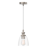 1 - Light Island Pendant Light, Brushed Nickel Finish with Clear Glass Shade – E26 Base, UL Listed - BUILDMYPLACE