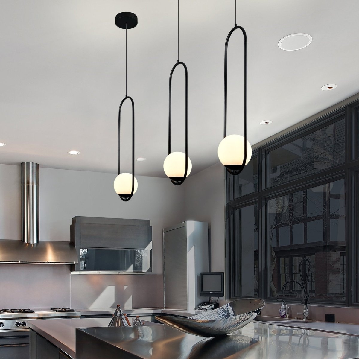 1 - Light LED Modern Pendant Light, Dimmable, 3000K (Warm White), Matte Black - BUILDMYPLACE