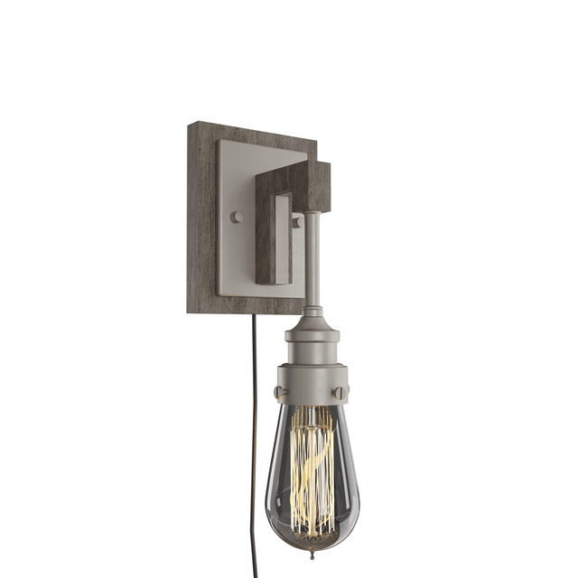 1 - Light, Modern - Farmhouse Style LED Wall Sconce Indoor, 120v, Metal + Clear Glass, Brushed Nickel Finish - LEDMyPlace