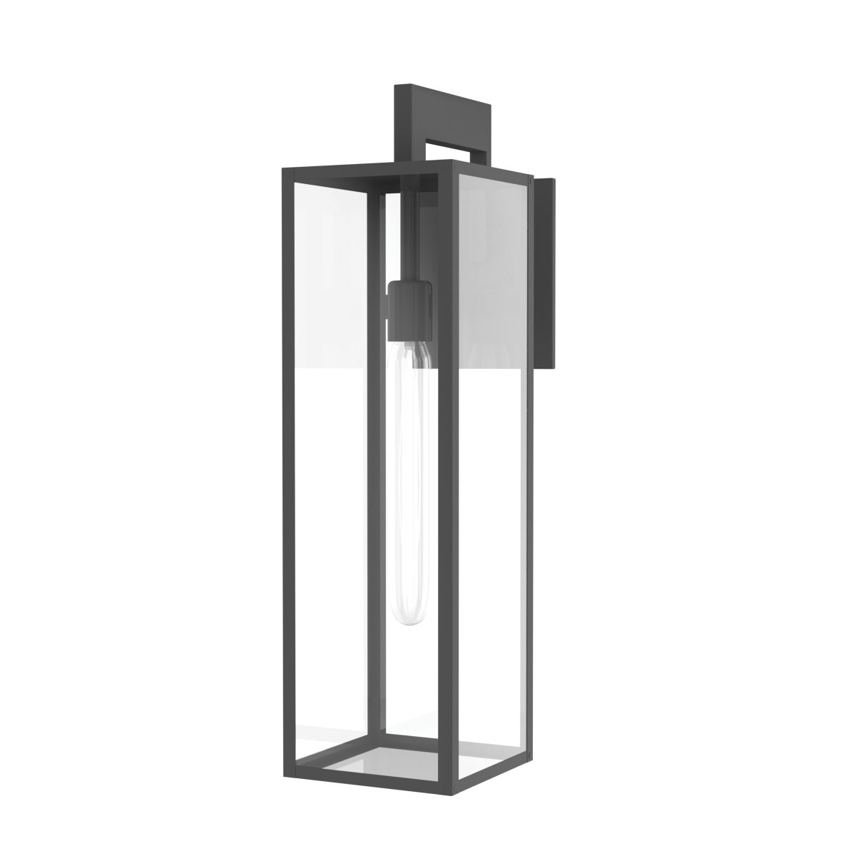 1 - Light, Outdoor Wall Light, E26 Socket 1X60W, Matte Black, 25" H x 7" W. Extends 10" from the wall, Clear Glass Panels - BUILDMYPLACE