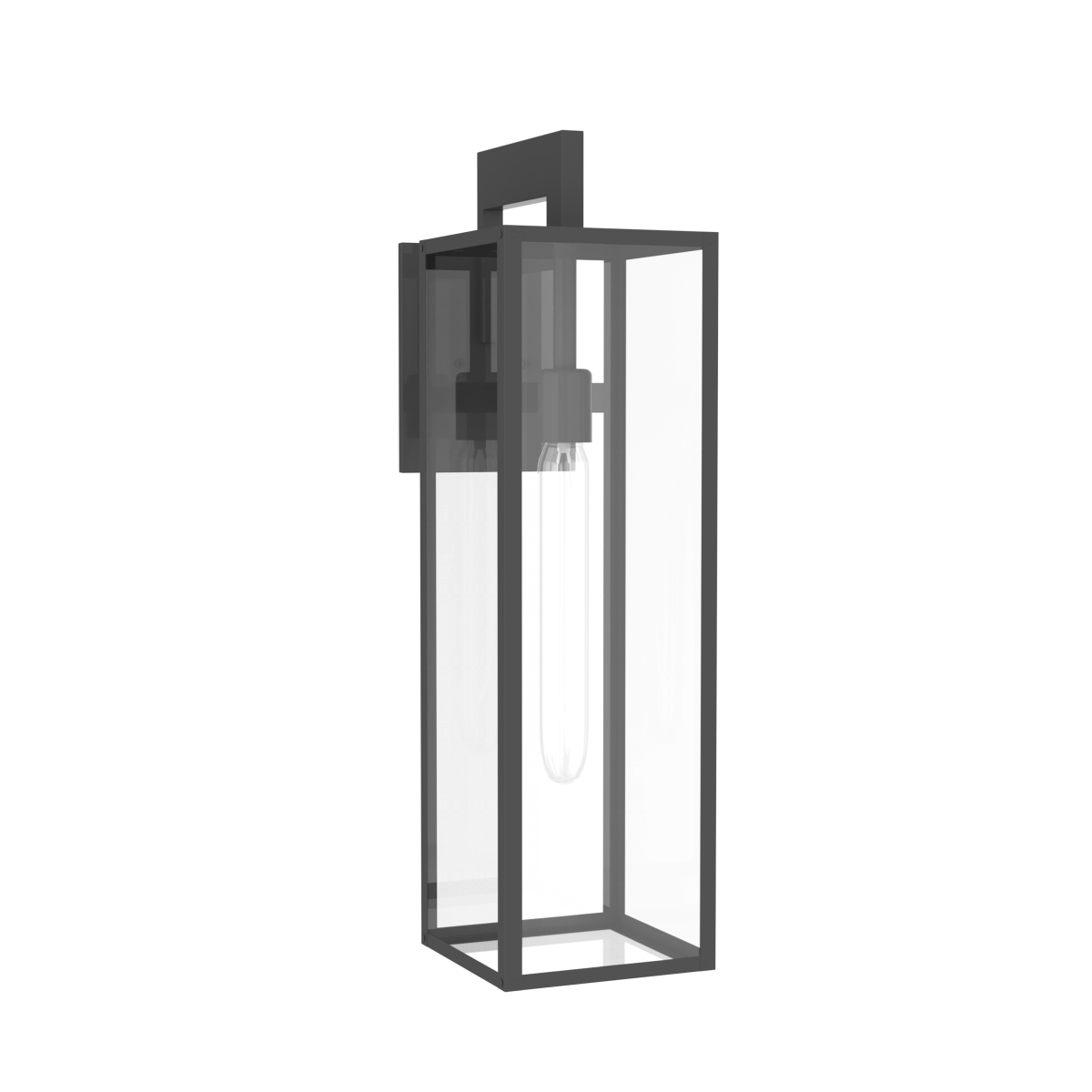 1 - Light, Outdoor Wall Light, E26 Socket 1X60W, Matte Black, 25" H x 7" W. Extends 10" from the wall, Clear Glass Panels - BUILDMYPLACE