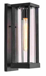 1 Light Outdoor Wall Sconce, Black, Clear Glass, E26 Base, 1X60W, Wall Light Fixtures - BUILDMYPLACE