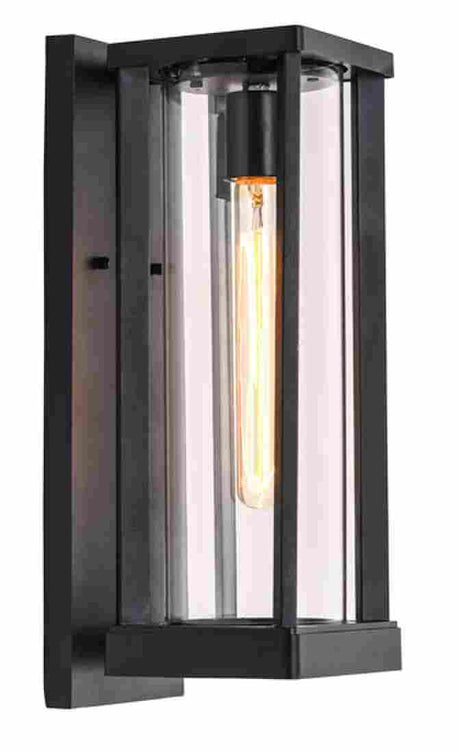 1 Light Outdoor Wall Sconce, Black, Clear Glass, E26 Base, 1X60W, Wall Light Fixtures - BUILDMYPLACE