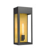 1 - Light, Outdoor Wall Sconce Light, Outdoor Lantern, E26 Socket 1X60W, Clear Glass Panels, Matte Black, 18" H x 7 1/2" W, Extends 5 1/2" from the wall - BUILDMYPLACE