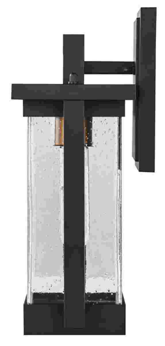 1 - Light Outdoor Wall Sconce, Matte Black, Clear Seeded Glass Shade, Outdoor Lighting Modern, Front Porch Décor, E26 Bulb, Patio Decor - BUILDMYPLACE