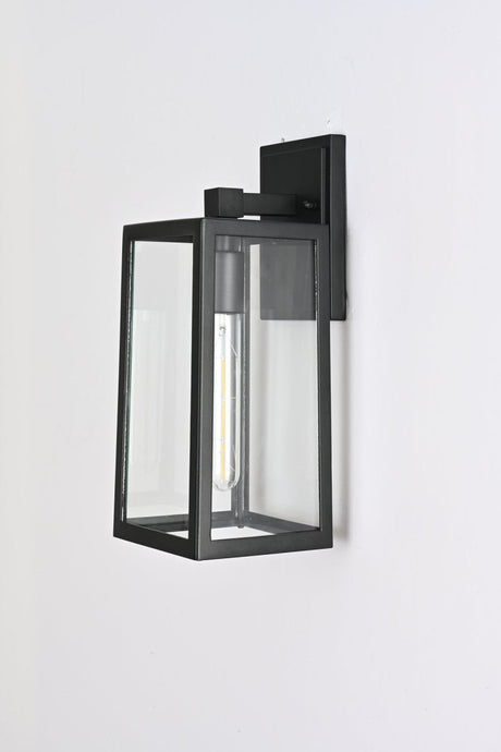 1 - Light, Wall Mount Light with Clear Glass, Black, Wall Lamp for Outside House - BUILDMYPLACE