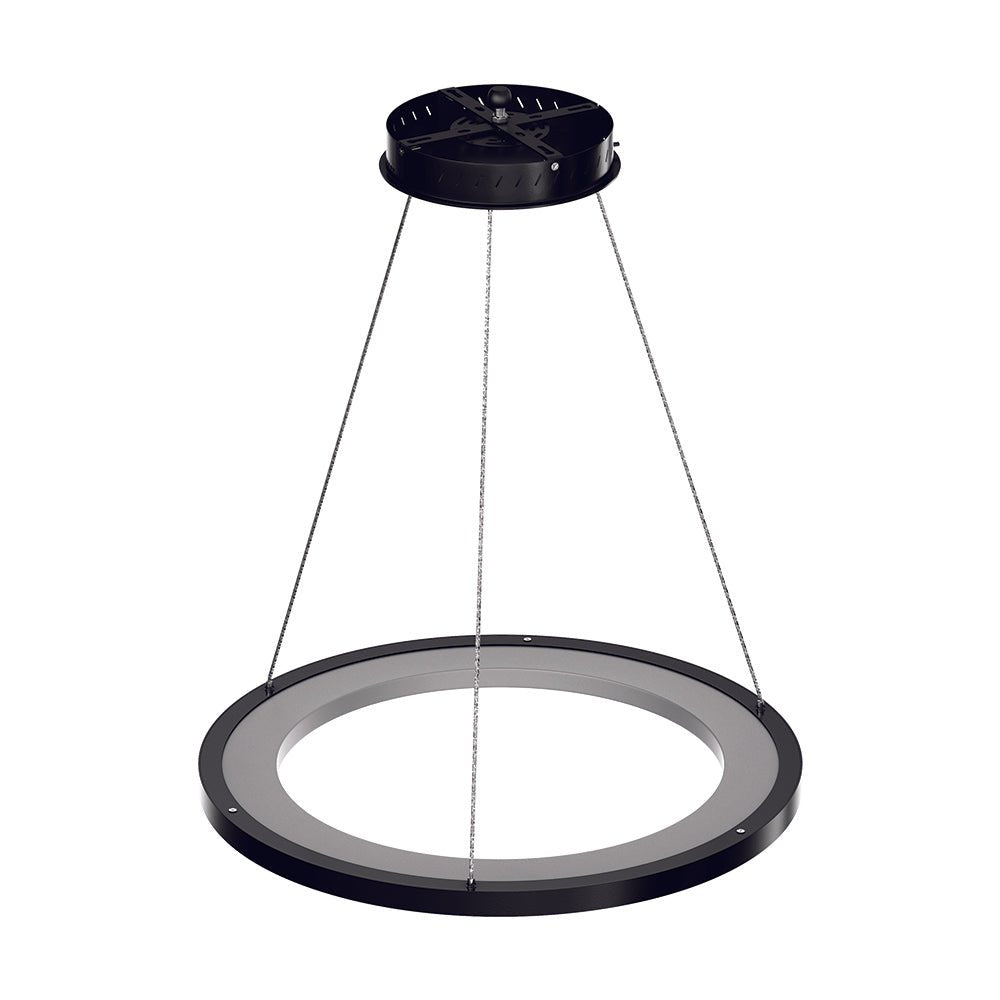 1 - Ring LED Pendant Light, 35W, 3000K - 6500K, 966LM, Dimmable, Matte Black Body Finish, Diameter 23.6''×71'' - BUILDMYPLACE