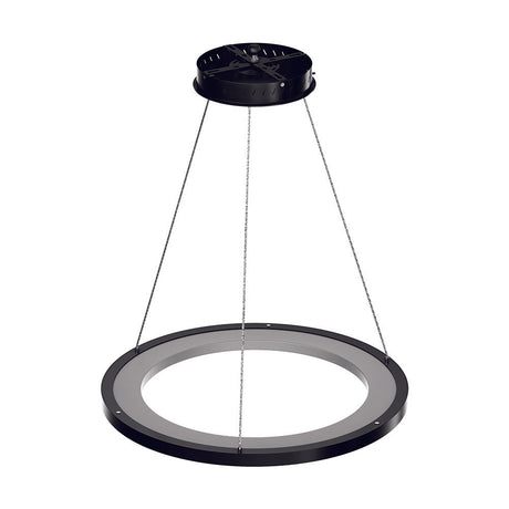 1 - Ring LED Pendant Light, 35W, 3000K - 6500K, 966LM, Dimmable, Matte Black Body Finish, Diameter 23.6''×71'' - BUILDMYPLACE