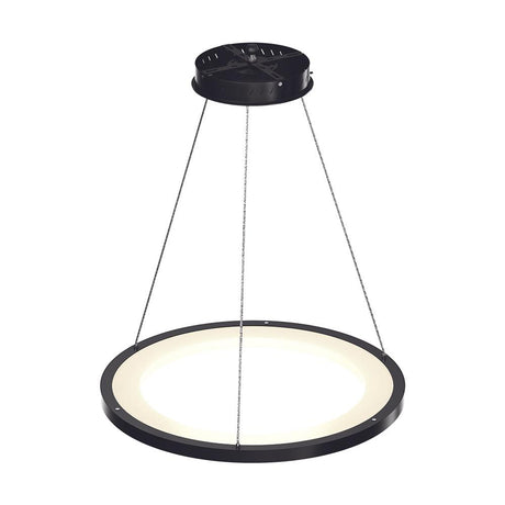 1 - Ring LED Pendant Light, 35W, 3000K - 6500K, 966LM, Dimmable, Matte Black Body Finish, Diameter 23.6''×71'' - BUILDMYPLACE