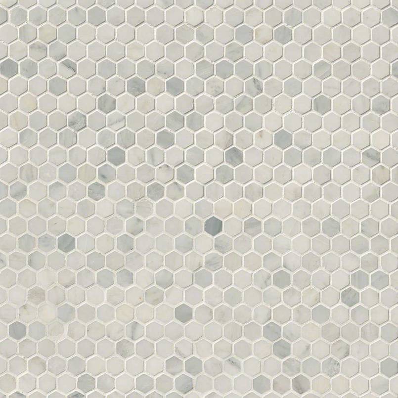 1" X 1" Hexagon Arabescato Carrara Honed White Marble Mosaic Tile (8.9SQ FT/CTN) - BUILDMYPLACE