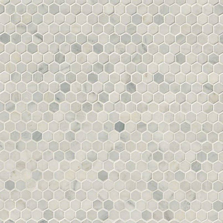 1" X 1" Hexagon Arabescato Carrara Honed White Marble Mosaic Tile (8.9SQ FT/CTN) - BUILDMYPLACE