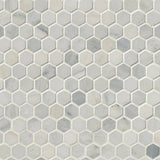 1" X 1" Hexagon Arabescato Carrara Honed White Marble Mosaic Tile (8.9SQ FT/CTN) - BUILDMYPLACE