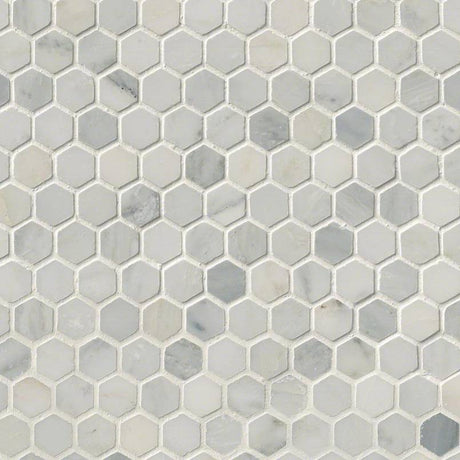 1" X 1" Hexagon Arabescato Carrara Honed White Marble Mosaic Tile (8.9SQ FT/CTN) - BUILDMYPLACE