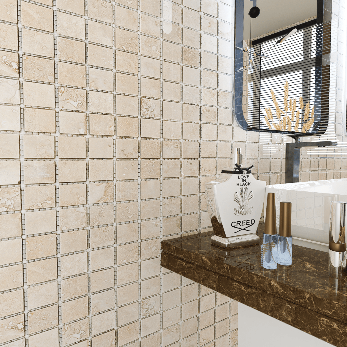 1 X 1 In Ivory Filled & Honed Travertine Mosaic - BUILDMYPLACE