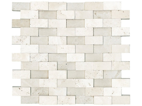 1 X 2 In Brick Ivory Honed Travertine Mosaic - BUILDMYPLACE