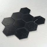 10 X 10 in. Hexagon Nero Marquina 4 in. Black Brushed Marble Mosaic Tile - BUILDMYPLACE