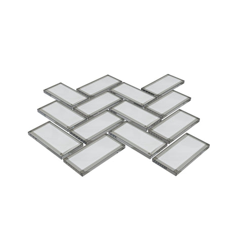 10 x 11 inch Glass Mosaic Tile with White Color and Glossy & Beveled - BUILDMYPLACE