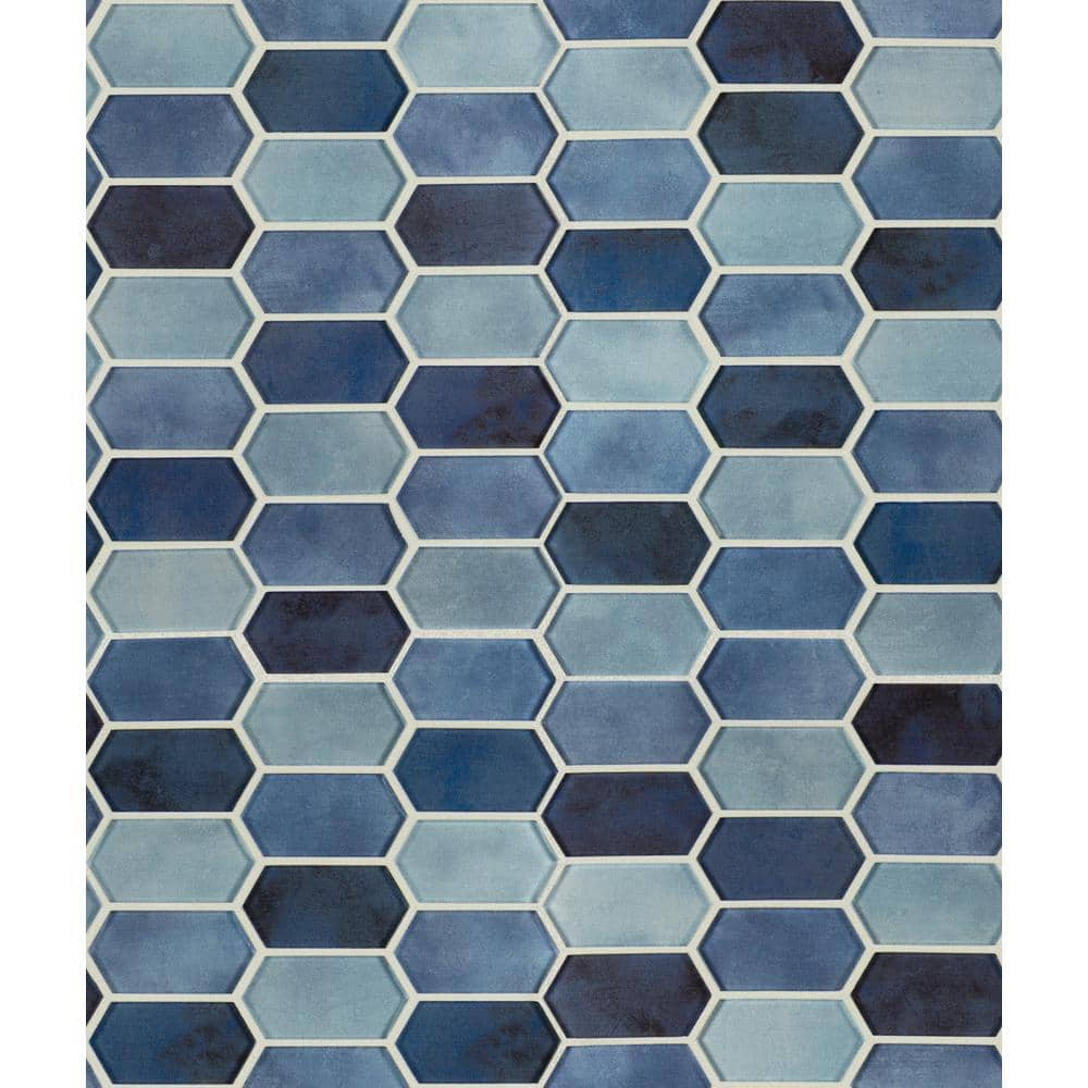 10" X 12" Boathouse Blue Picket Glass Hexagon Mosaic Wall Tile (8.3SQ FT/CTN) - BUILDMYPLACE