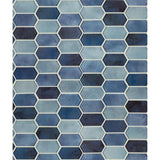 10" X 12" Boathouse Blue Picket Glass Hexagon Mosaic Wall Tile (8.3SQ FT/CTN) - BUILDMYPLACE