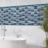 10" X 12" Boathouse Blue Picket Glass Hexagon Mosaic Wall Tile (8.3SQ FT/CTN) - BUILDMYPLACE