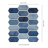 10" X 12" Boathouse Blue Picket Glass Hexagon Mosaic Wall Tile (8.3SQ FT/CTN) - BUILDMYPLACE